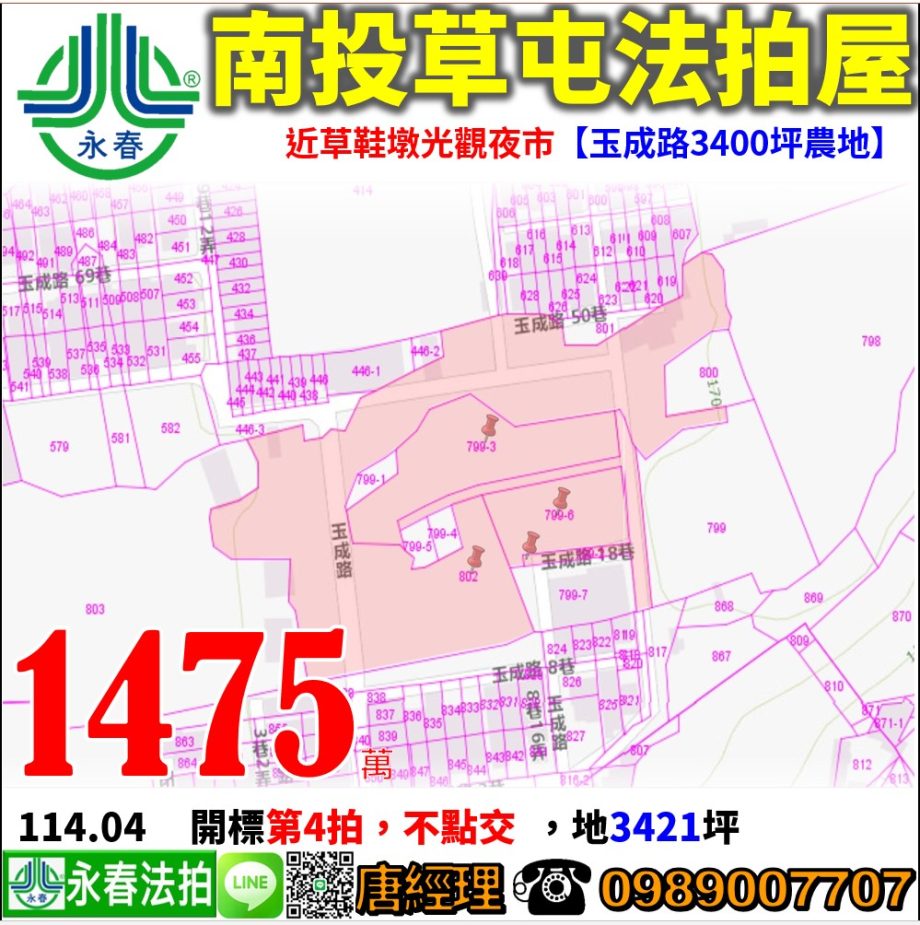 南投縣草屯鎮茄荖山799-地號【土地3400坪】唐先生 0989-007707